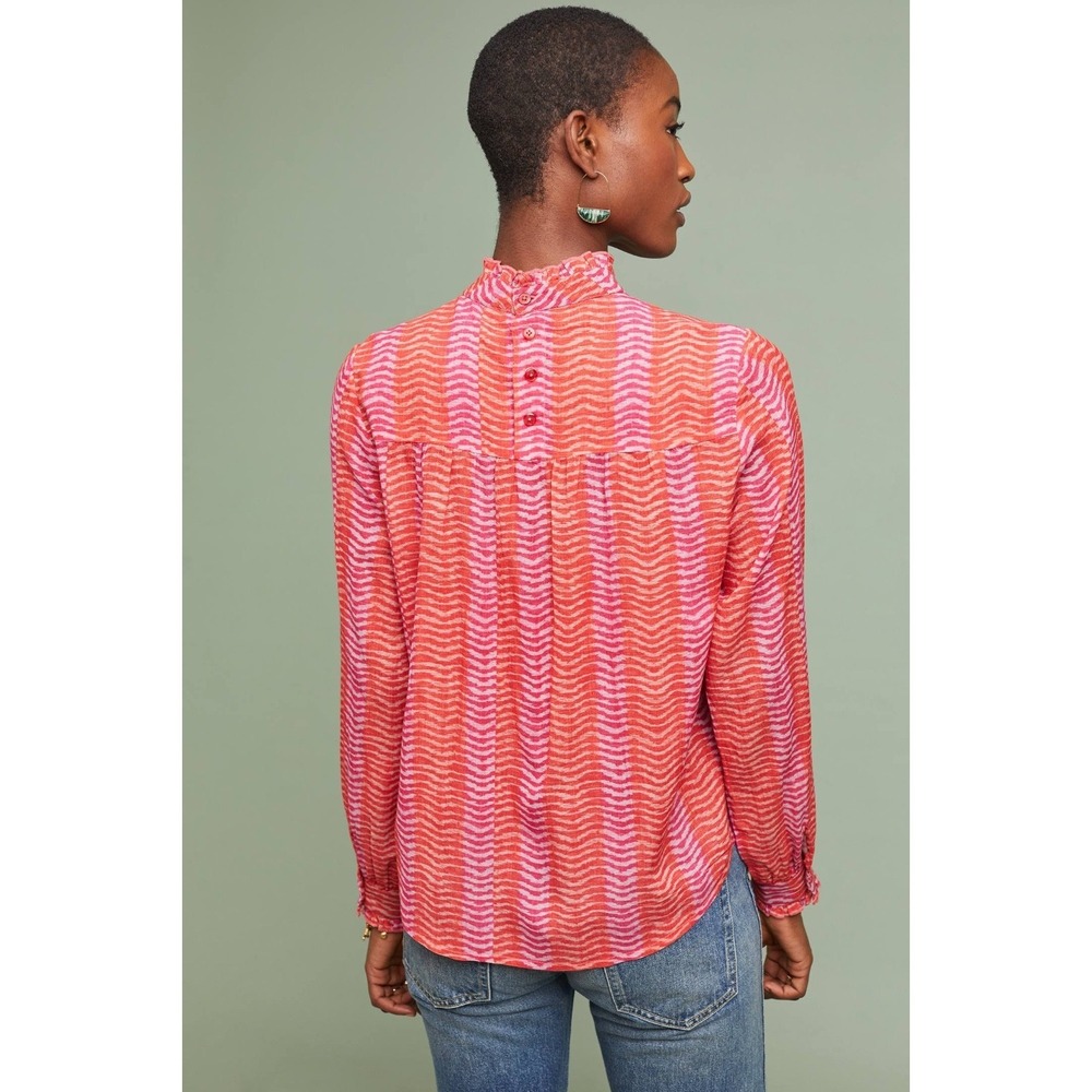 Blank London Anthropologie Womens Annona Blouse Floral Art to Wear Boho Small - Picture 3 of 10